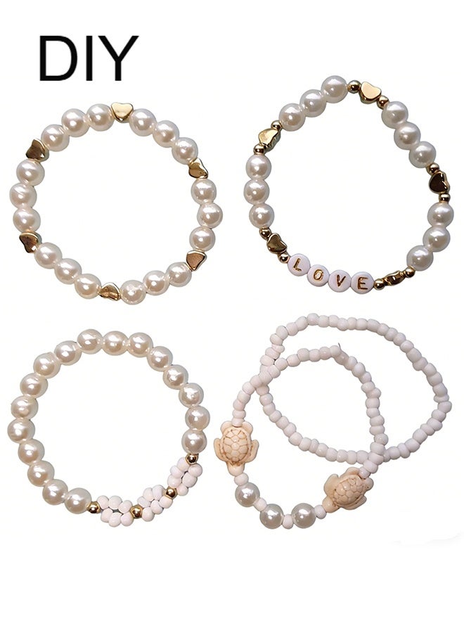 Happy D 1042-piece Ocean Pearl, Turtle, Starfish Bead Bracelet Making Kit, Imitation Bohemian Ocean Beach Shell Beads, Starfish, Mermaid Beads, Summer Ocean Pendant Earrings, Bracelet, Necklace, Anklet DIY Jewelry Craft Kit - Image 5